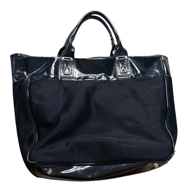 Versace Parfums Large Black Tote Bag with Patent Leather Trim - Picture 1 of 8